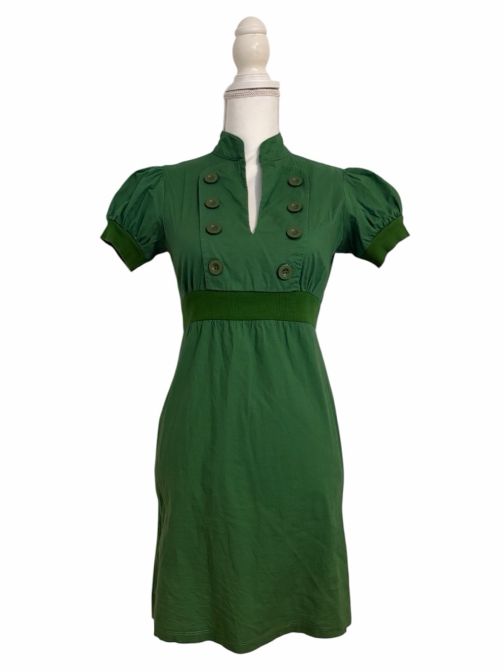 BeBop Green Short-Sleeve Empire-Waist Midi Summer Dress Women’s Small (fitted) - Picture 11 of 11